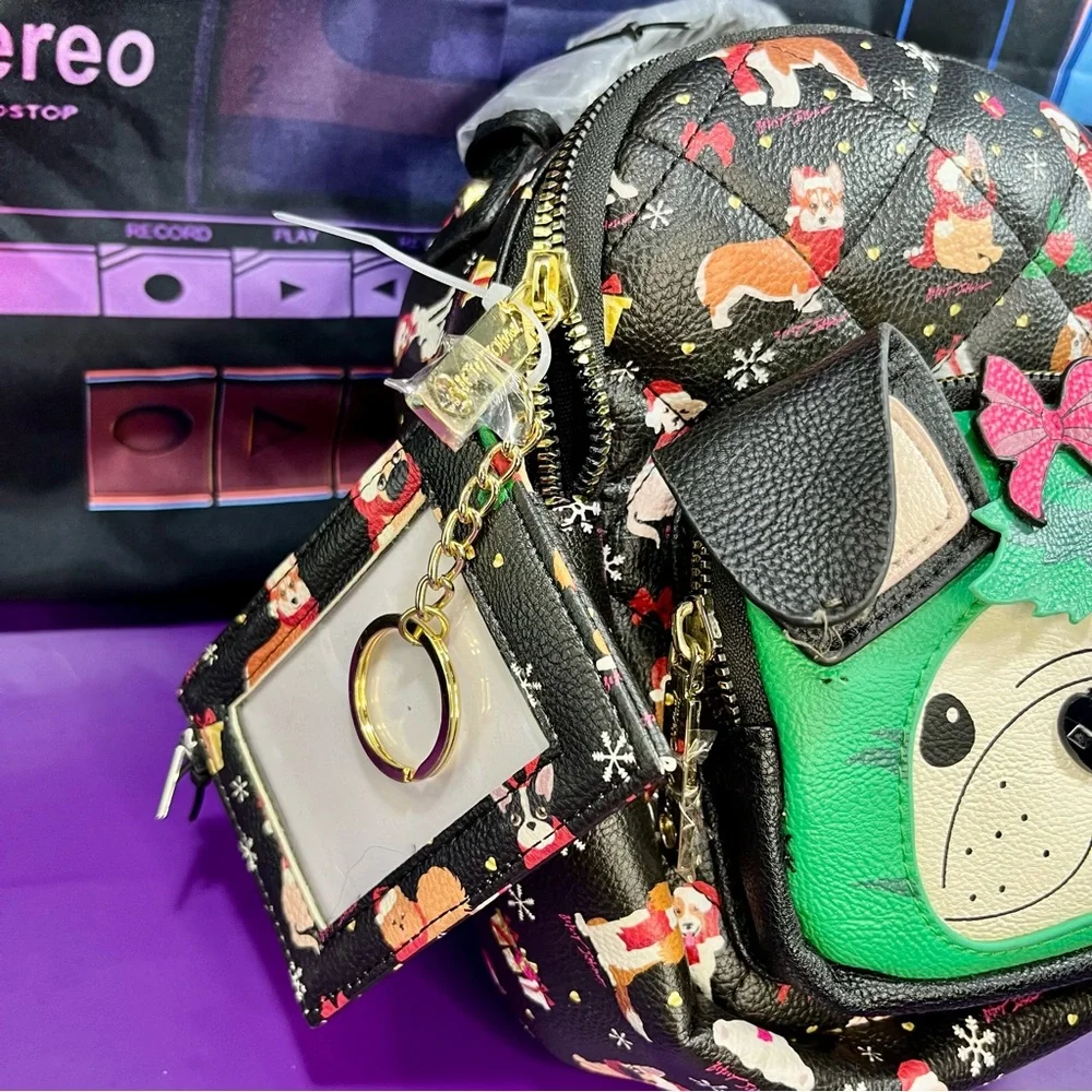 Betsey Johnson Christmas Dogs Small Backpack